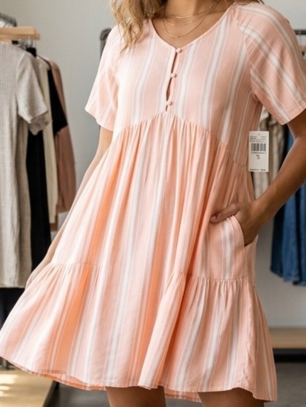 GIRLS Jessica Simpson SIZE 12 XL 🍑 peachy pink stripe dress boutique style